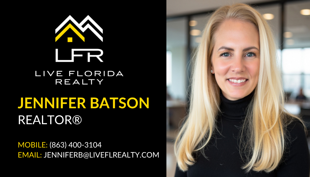 Digital business card for Jennifer Batson, Realtor at Live Florida Realty. Phone: (863) 400-3104, Email: jenniferb@liveflrealty.com