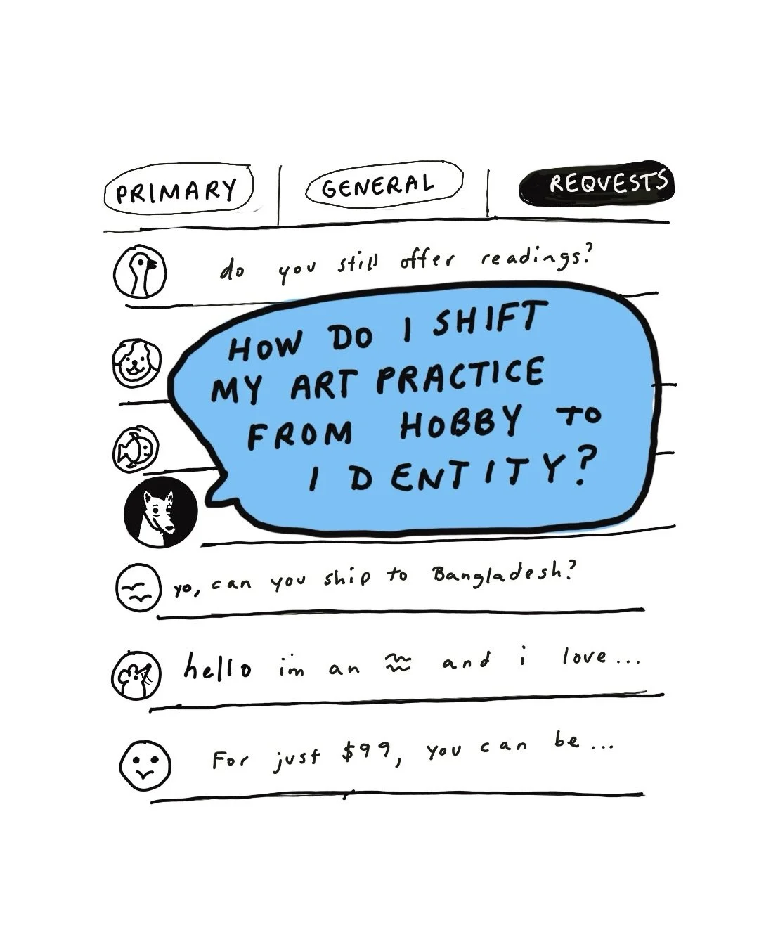 i love coyotes 🐺 and i love artists 🐺

this comic is sourced from a dm i got this week. i don&rsquo;t read them all, but i do read a lot 🩶