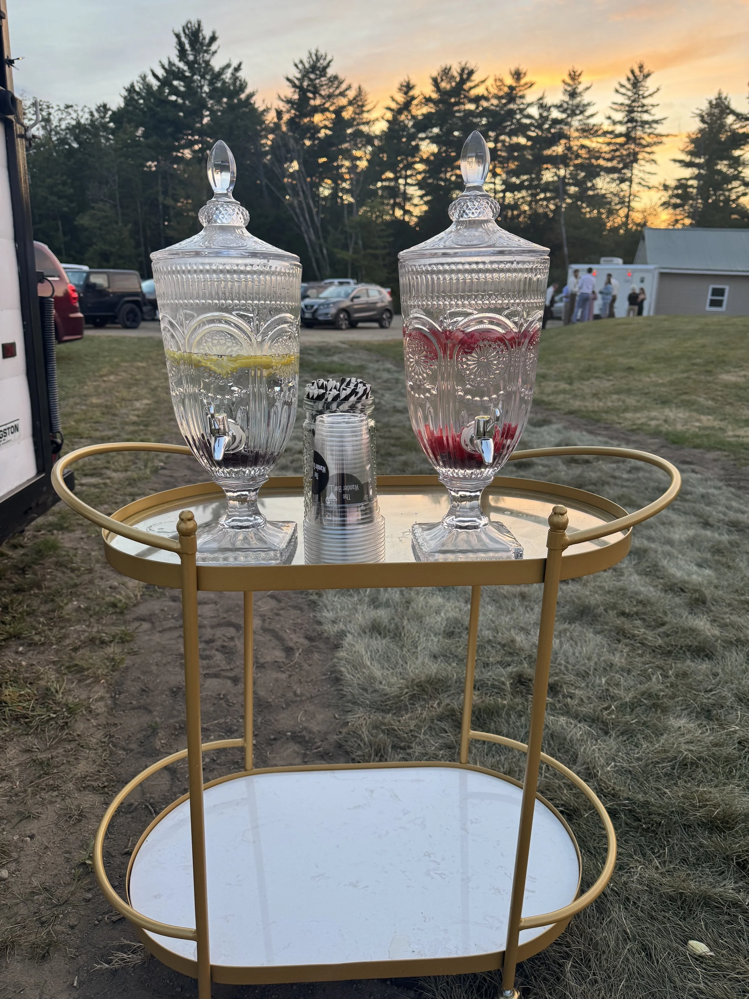 Hydration Station with infused water at wedding bar service in Keene New Hampshire