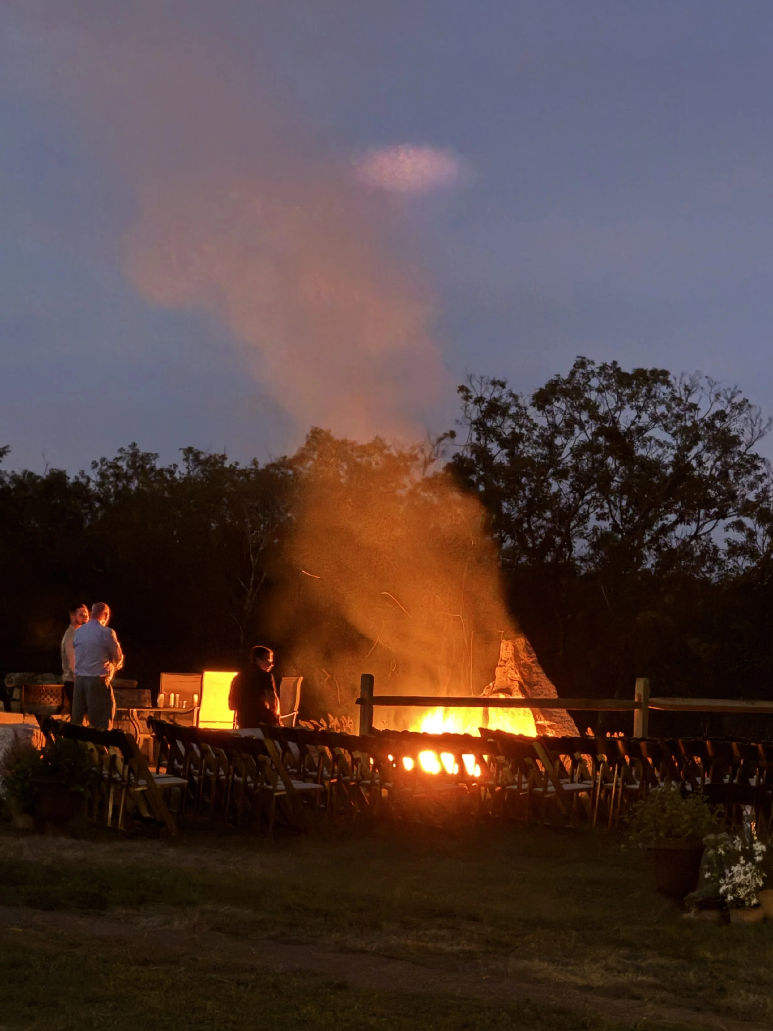 Bonfire at wedding party in Keene New Hampshire