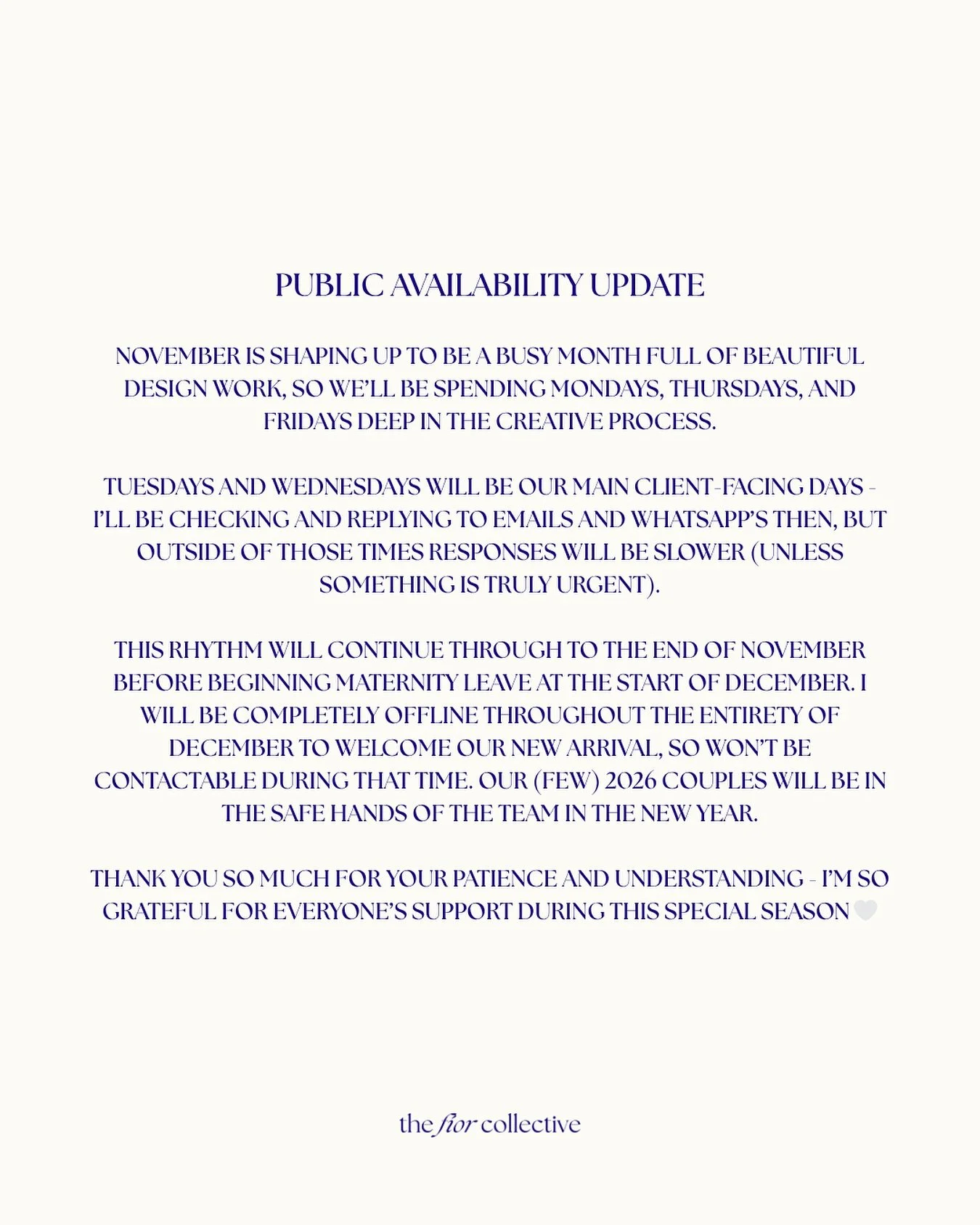 PUBLIC AVAILABILITY UPDATE 💙