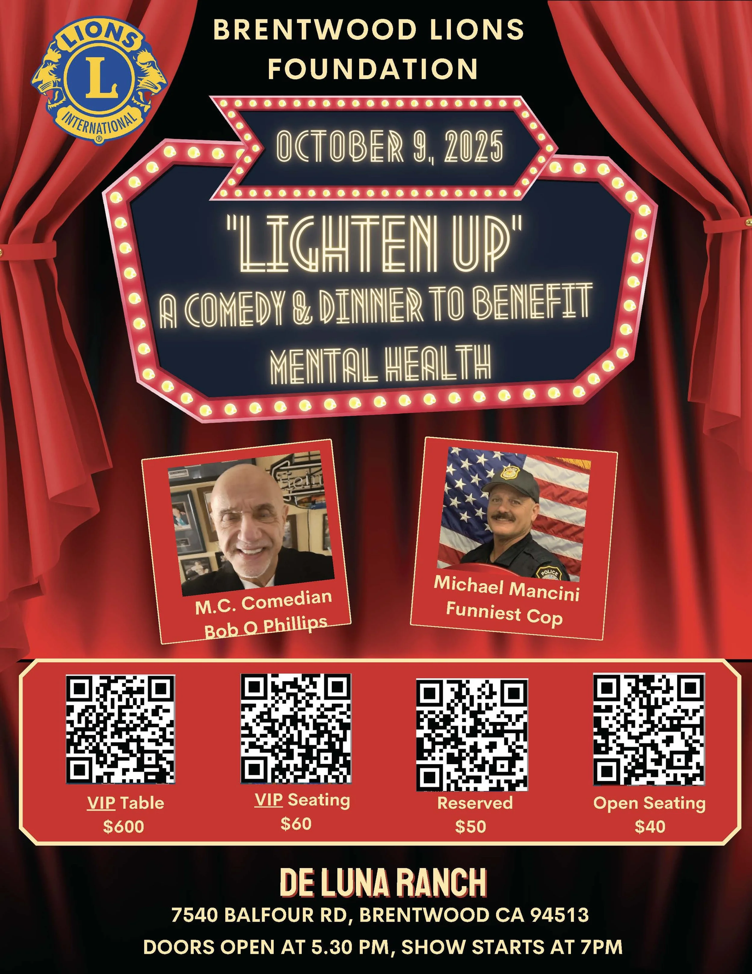 Brentwood Lions Foundation: "Lighten Up" Comedy & Dinner