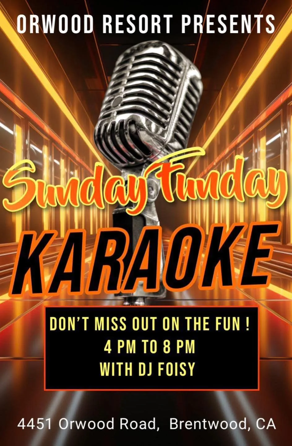 Orwood Resort: Sunday Funday Karaoke