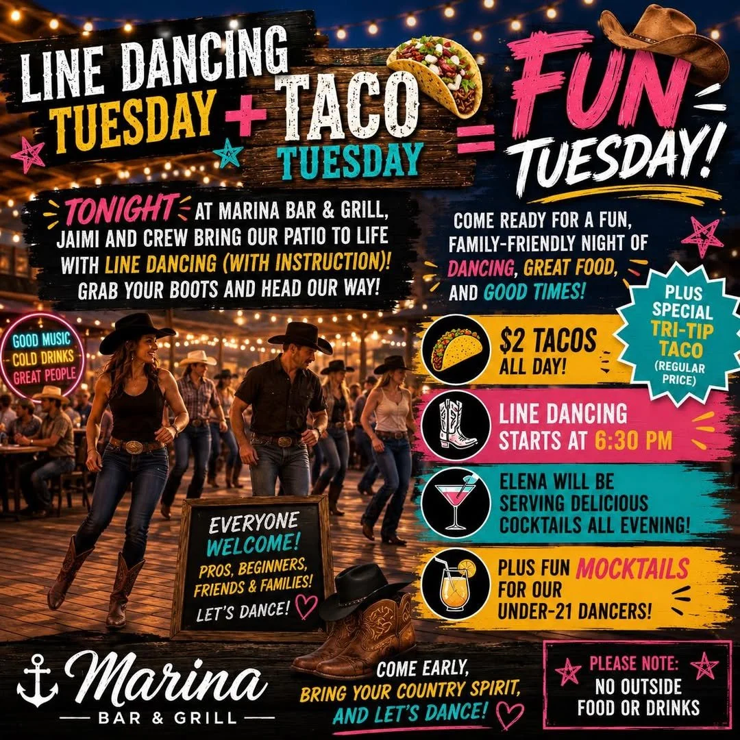 Marina Bar &amp; Grill: Line Dancing &amp; Taco Tuesdays