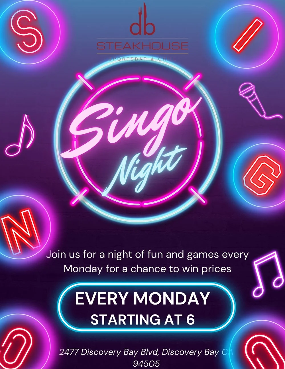 DB Steakhouse: Singo Night Mondays 2026