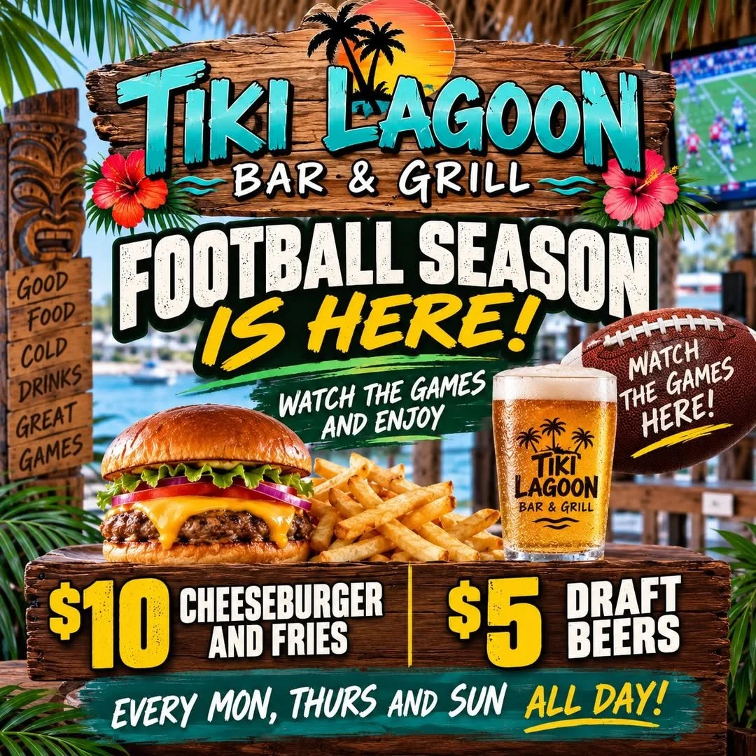 Tiki Lagoon B&amp;G: Football Season (every Mon, Thursday, Sun)