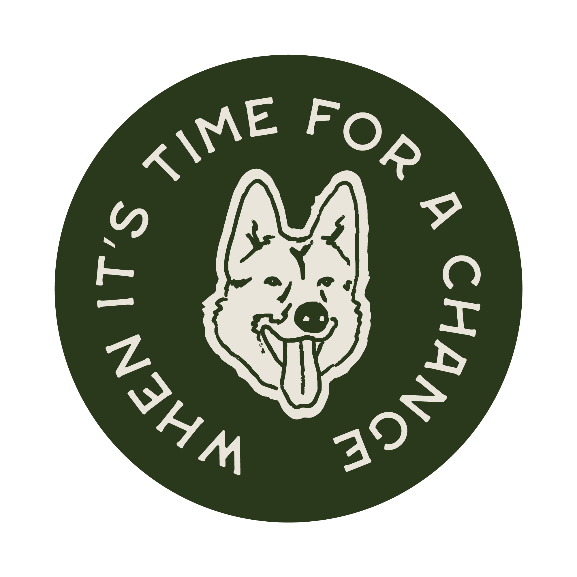 Close-up of a logo featuring a wolf's head mask with the words "Time for" above and "Howl" below in a circular pattern, on a black background.
