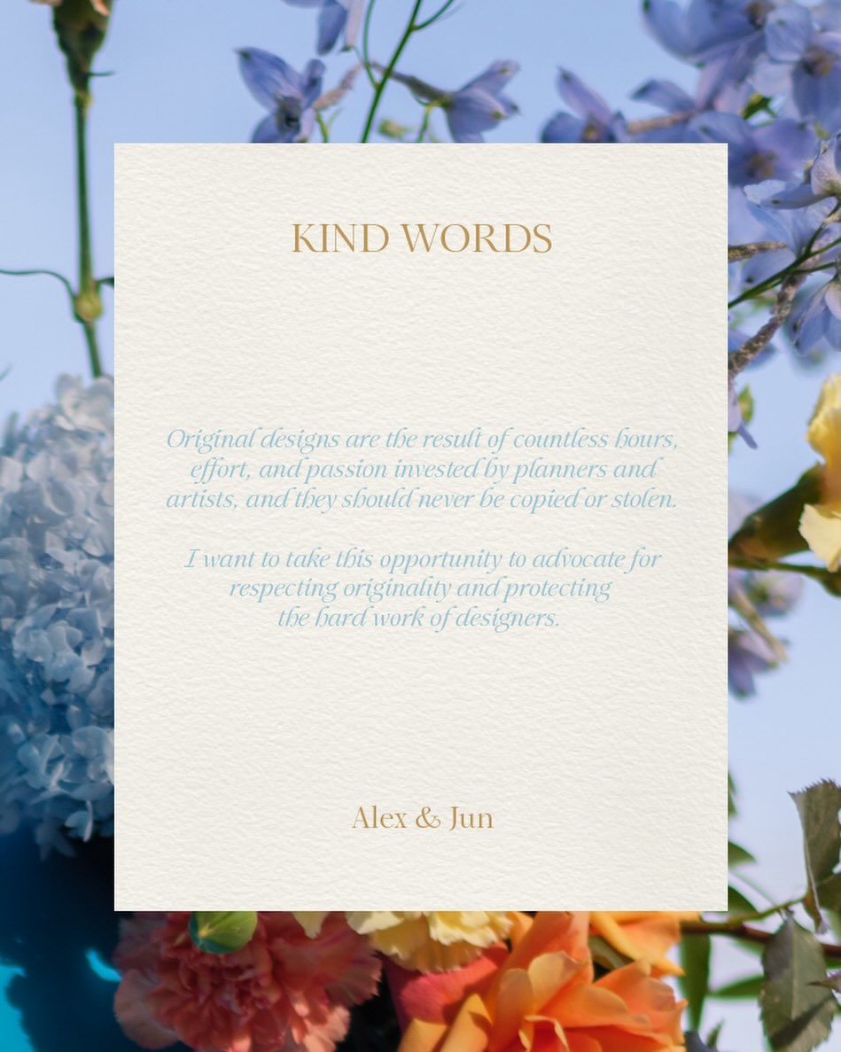 We are grateful to our clients who respect and protect original design. It gives us the strength to keep creating. 

We look forward to designing a wedding that belongs to every couple we work with💗

#Styledbyjuno #KindWords #SydneyWeddingPlanner #S