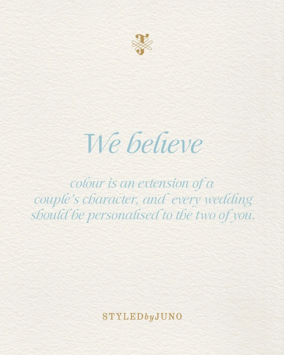 That&rsquo;s why our personalised design begins with getting to know you, then finding the colours that are truly yours.

#Styledbyjuno #WeBelieve #SydneyWeddingDesigner #WeddingStyling #SydneyWeddingPlanner