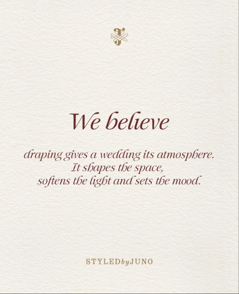 We believe fabric can shape a room as beautifully as flowers.

The fall, the folds, the way it catches the light. Every choice brings a different rhythm to the space.

For this celebration, softness with a sense of occasion.

#styledbyjuno #sydneywed