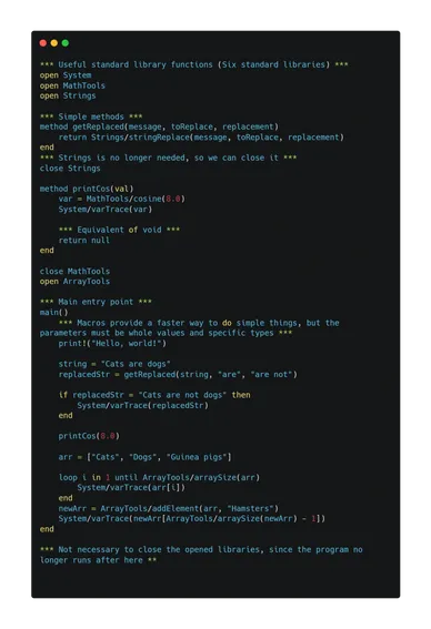 code snippet blue programming language