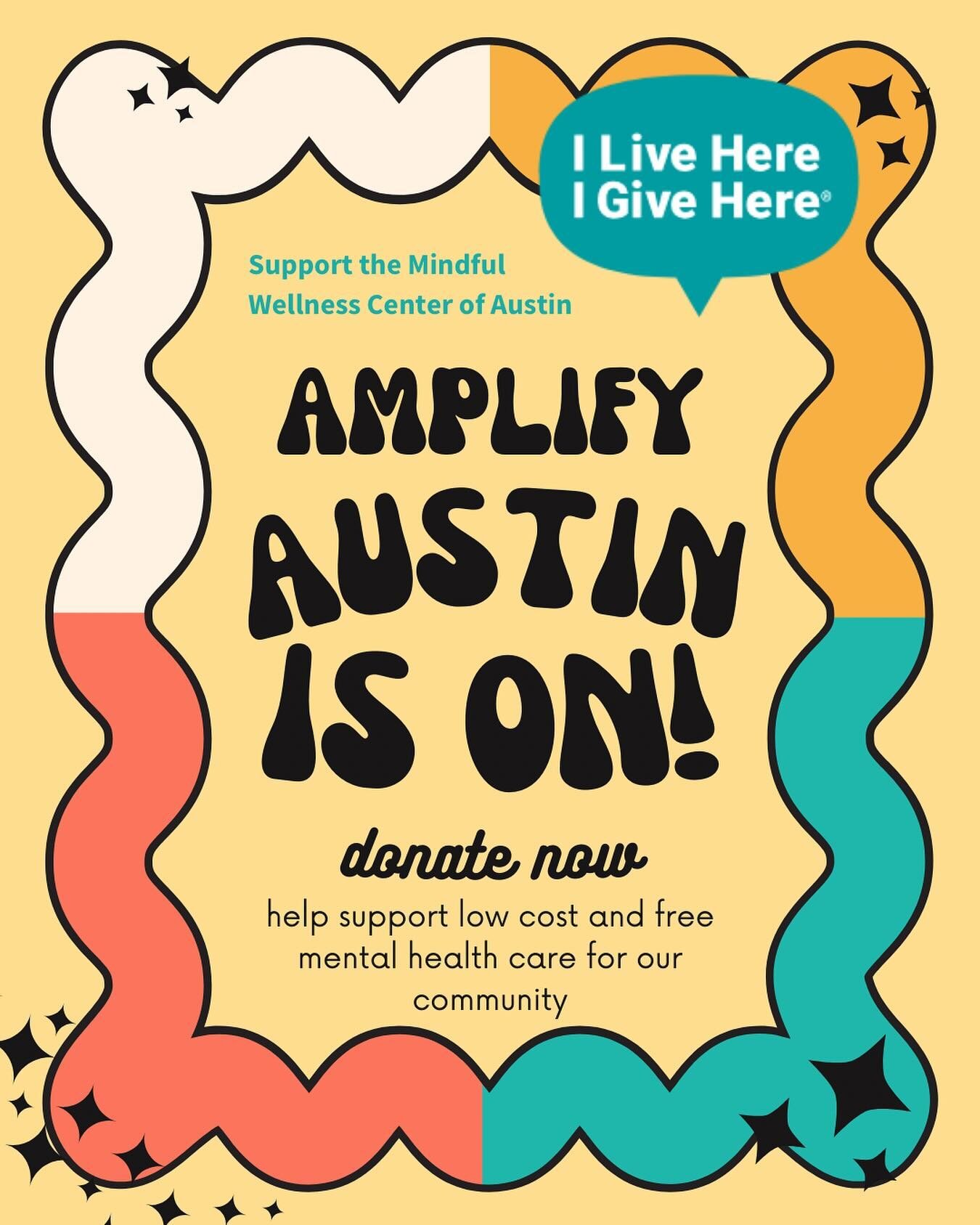 Did you know the @mindfulwellnesscenterofaustin provided 733 low-cost therapy sessions to Austinites in 2023 alone? That&rsquo;s an incredible achievement!

This is your chance to help MWCA continue its vital work during Amplify Austin on March 6-7 (