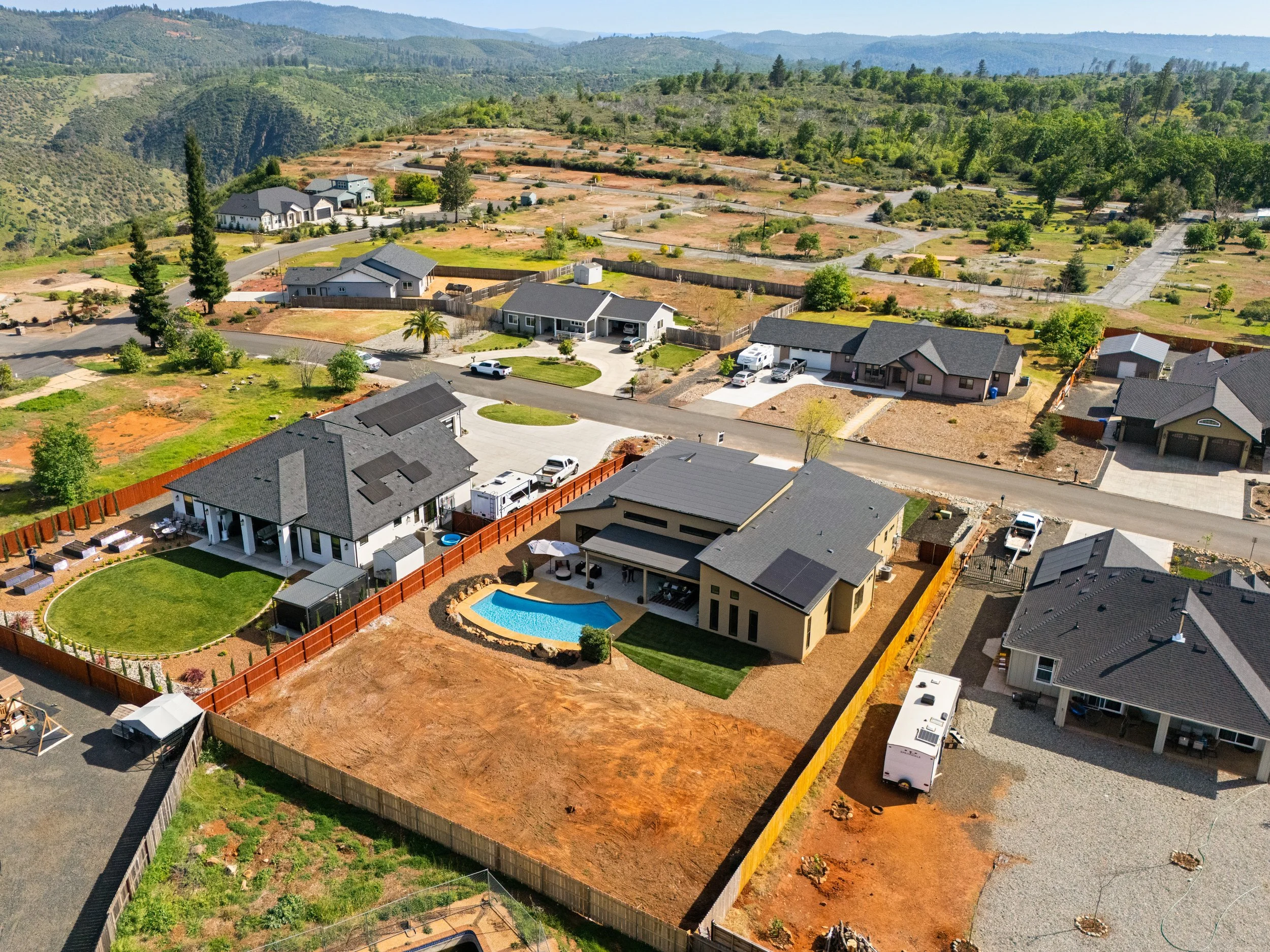 5093 Malibu Drive, Paradise, CA Aerial Image Pool and Plenty of Space to Customize