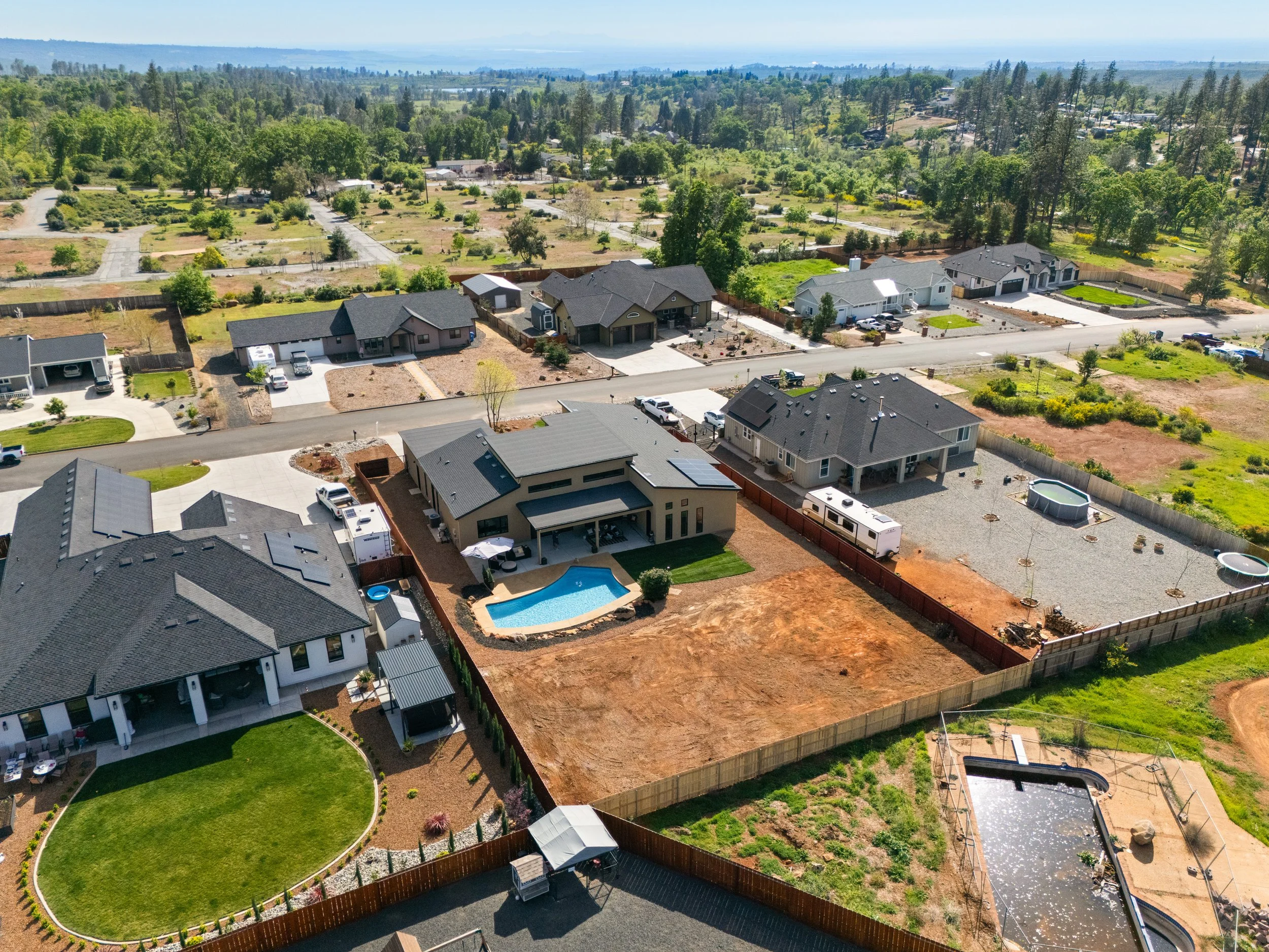 5093 Malibu Drive, Paradise, CA Aerial Image Pool and Plenty of Space to Customize