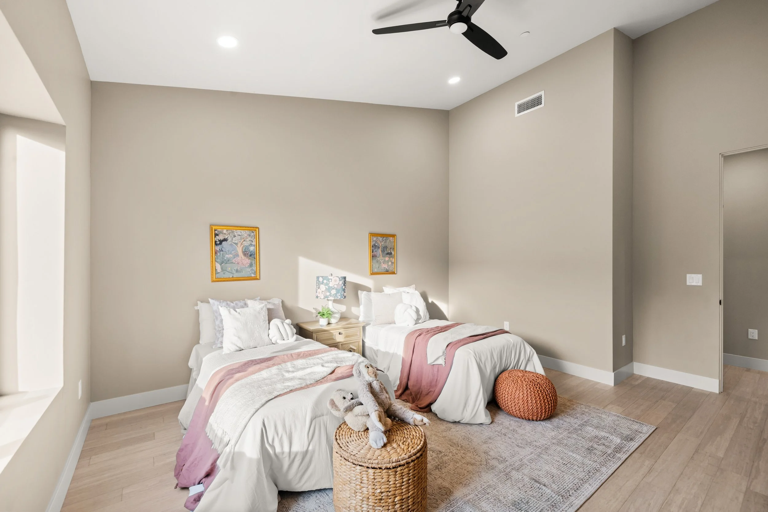 5093 Malibu Drive, Paradise, CA Bedroom 2 Vaulted Ceilings and Fan.