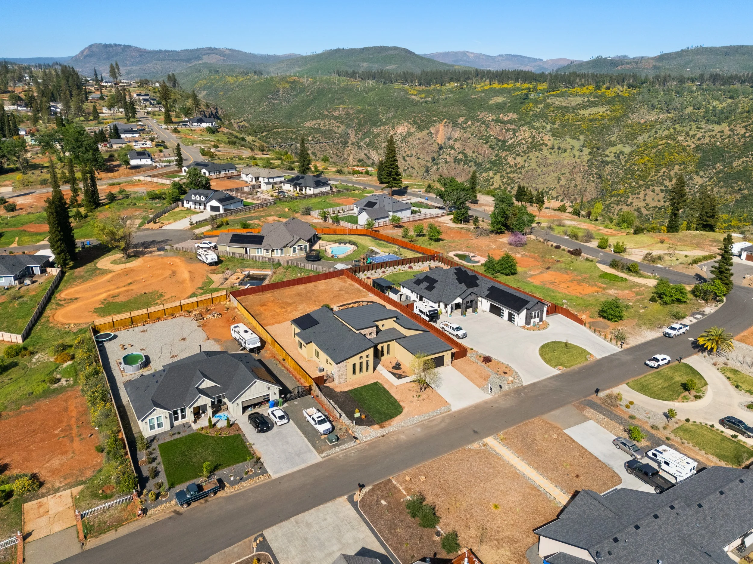 5093 Malibu Drive, Paradise, CA Aerial Image  Views of Feather River Canyon and Lake Oroville to the right.