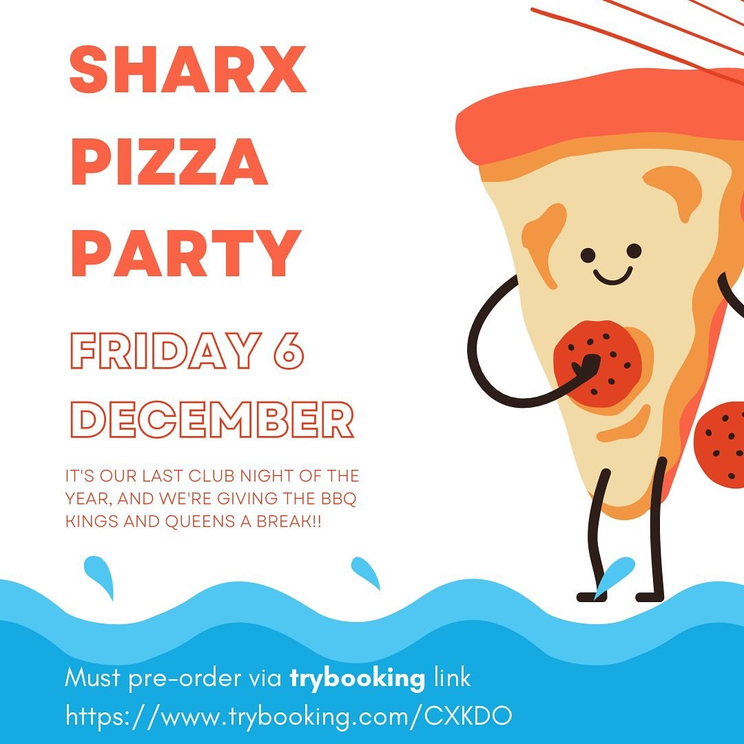 Don&rsquo;t forget the Pizza party this Friday! No BBQ- pizzas must be pre-ordered today!!!

https://www.trybooking.com/CXKDO
