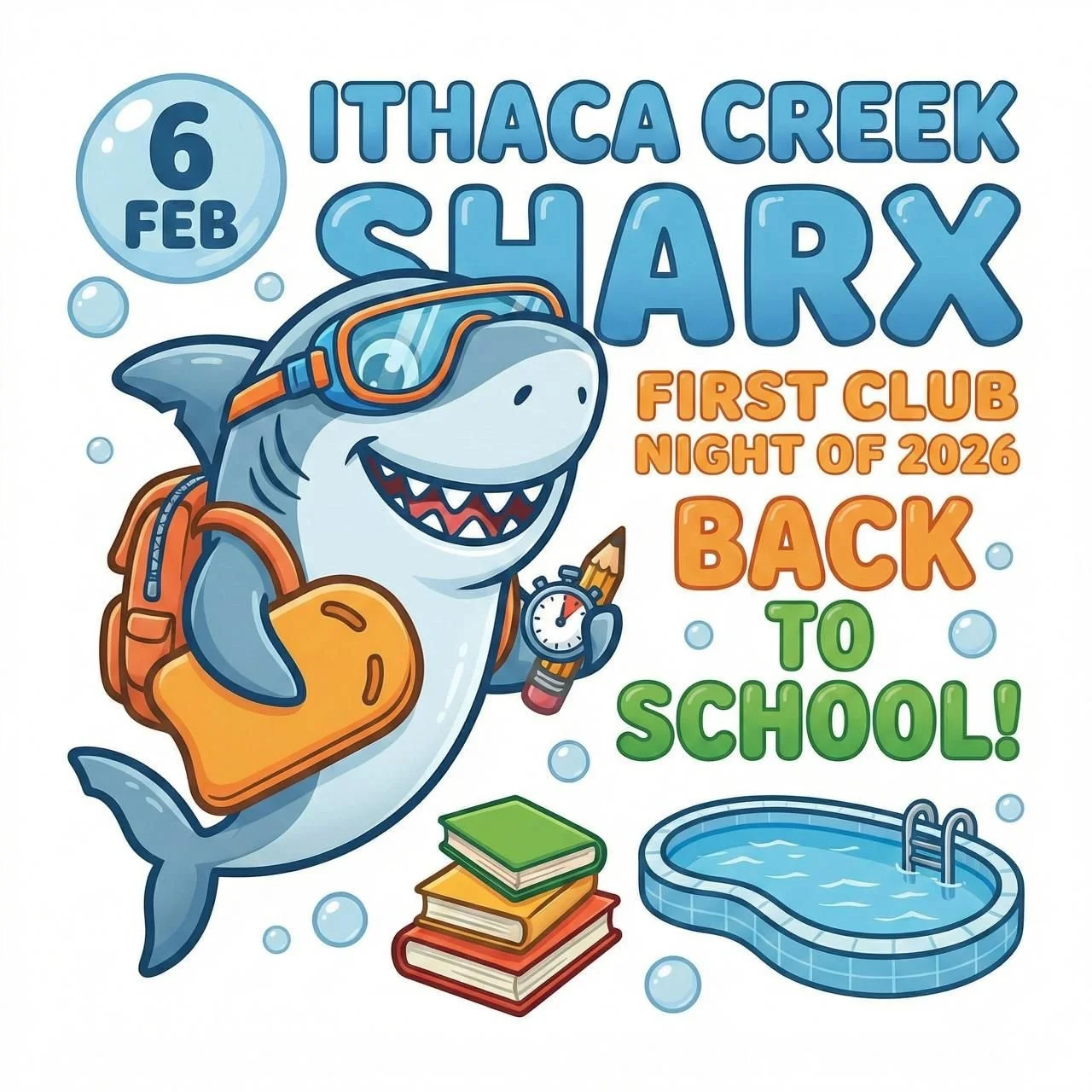 🦈 Back to School, Back in the Pool! 🦈

Get ready, Sharx families! Our first Club Night of the year is happening today.

Club Night Details:

Nominations are now open! This week is a special 25m week, so:
	&bull;	There are no 50m races.
	&bull;	Shar