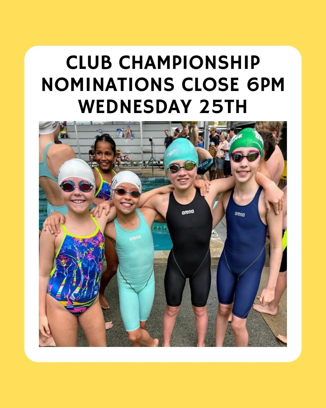 Ithaca Sharks Club Championships are on this Sunday 29th at 9am.

Nominations close tomorrow (Wednesday 25th) at 6pm. Nominate in the Seim Club app. 

Good Luck 🦈 🏊&zwj;♂️