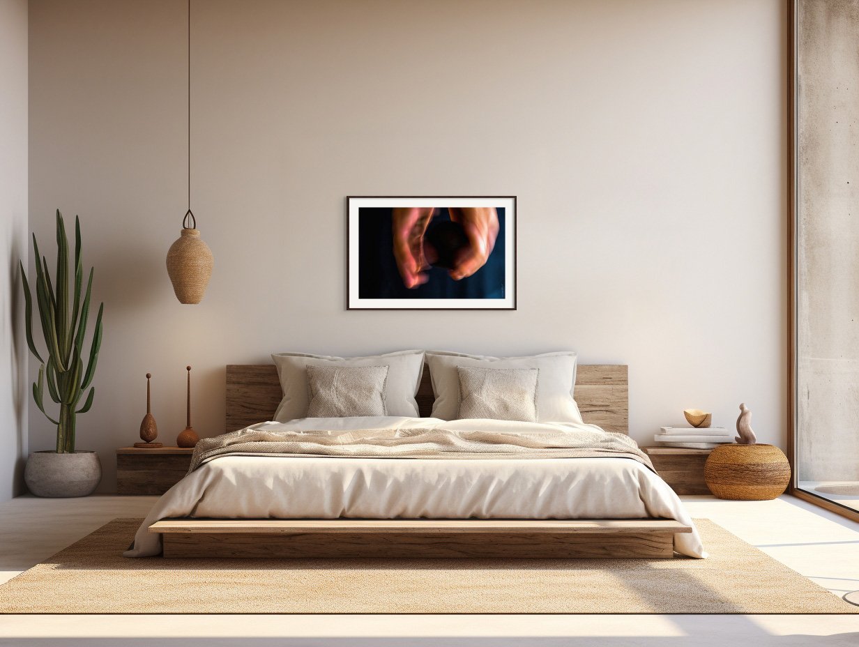 "Grasp of War - Lingering Unknown" by Azartget displayed in an interior setting.
