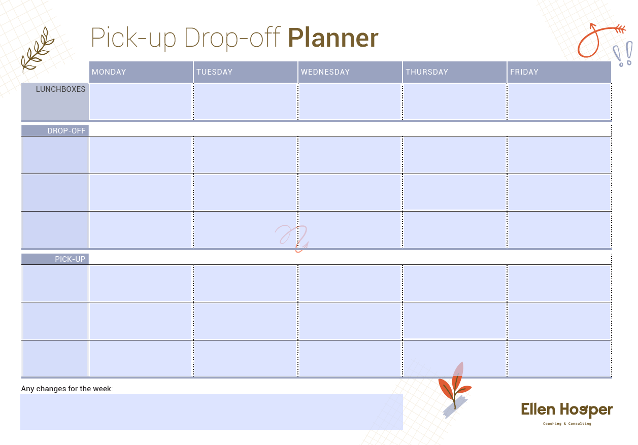 Pick-Up & Drop-Off Planner (3 Kids)