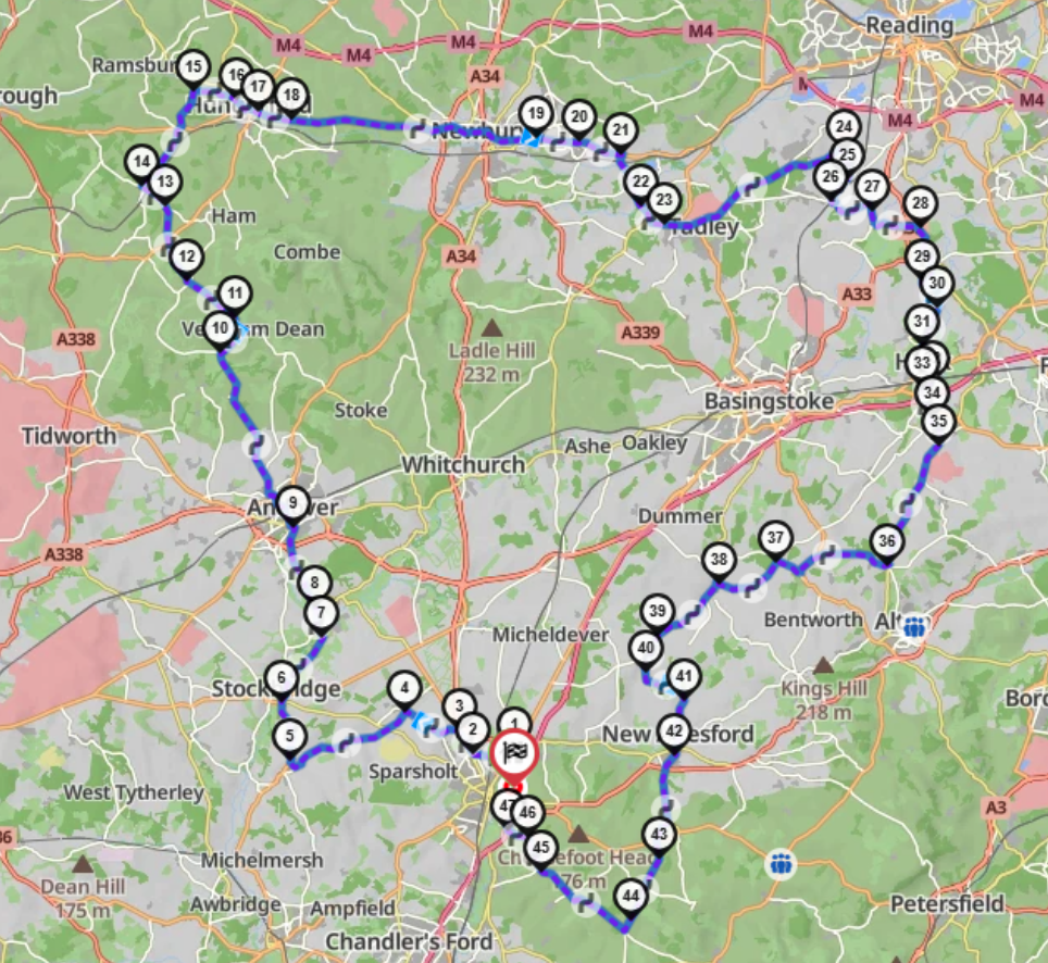 Group Ride - Costa Winchester - Hungerford/Lasham and back to Winchester