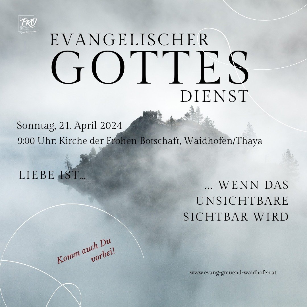 Geistliche und emotionale St&auml;rkung f&uuml;r die Evangelische und Nichtevangelische im oberen Waldviertel in der wundersch&ouml;nen Kirche der Frohen Botschaft in Waidhofen an der Thaya! Herzlich willkommen! 

#erprobungsr&auml;ume #evangelischim