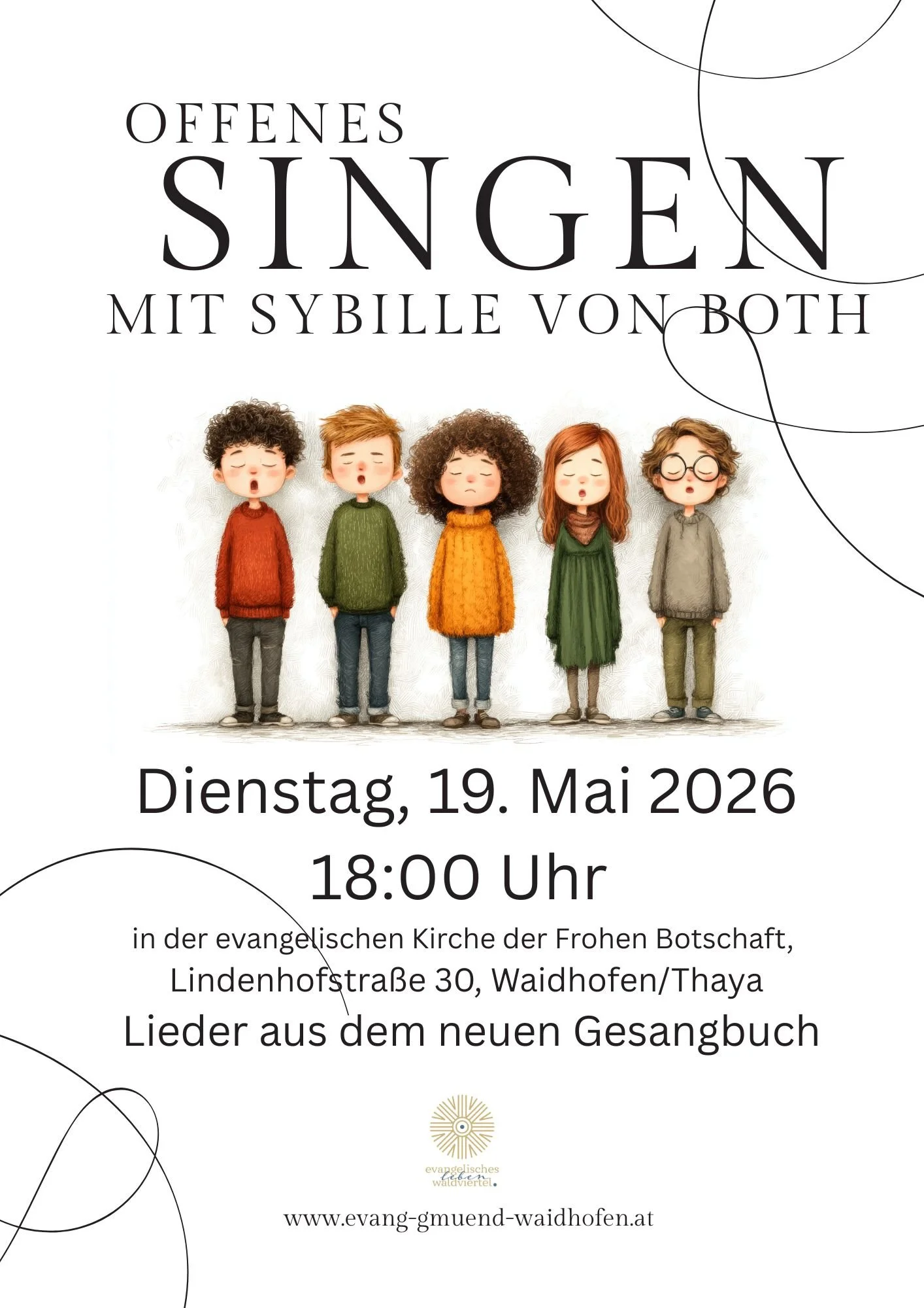       
  
    Herzliche Einladung zum offenen Singen am 19. Mai! Gemeinsam mit Diözesankantorin&nbsp;Sybille von Both&nbsp;entdecken und üben wir neue Lieder aus dem kommenden evangelischen Gesangbuch, das 2028/2029 erscheinen wird. Eingeladen sind a
