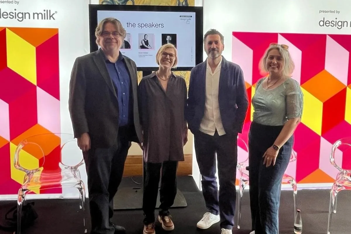 Sarah Dabbs of SpaceInvader with fellow panel speakers at Design Dialogues by Design Milk during Clerkenwell Design Week 2026.