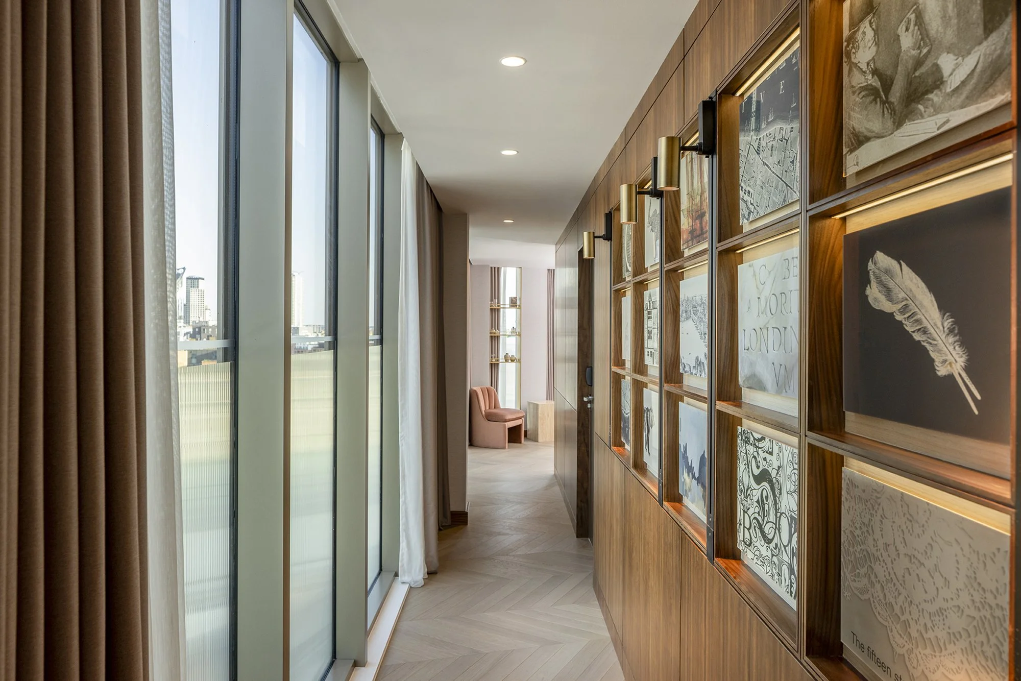 Hilton London Bankside hotel interior design by SpaceInvader – Artwork display within suite.