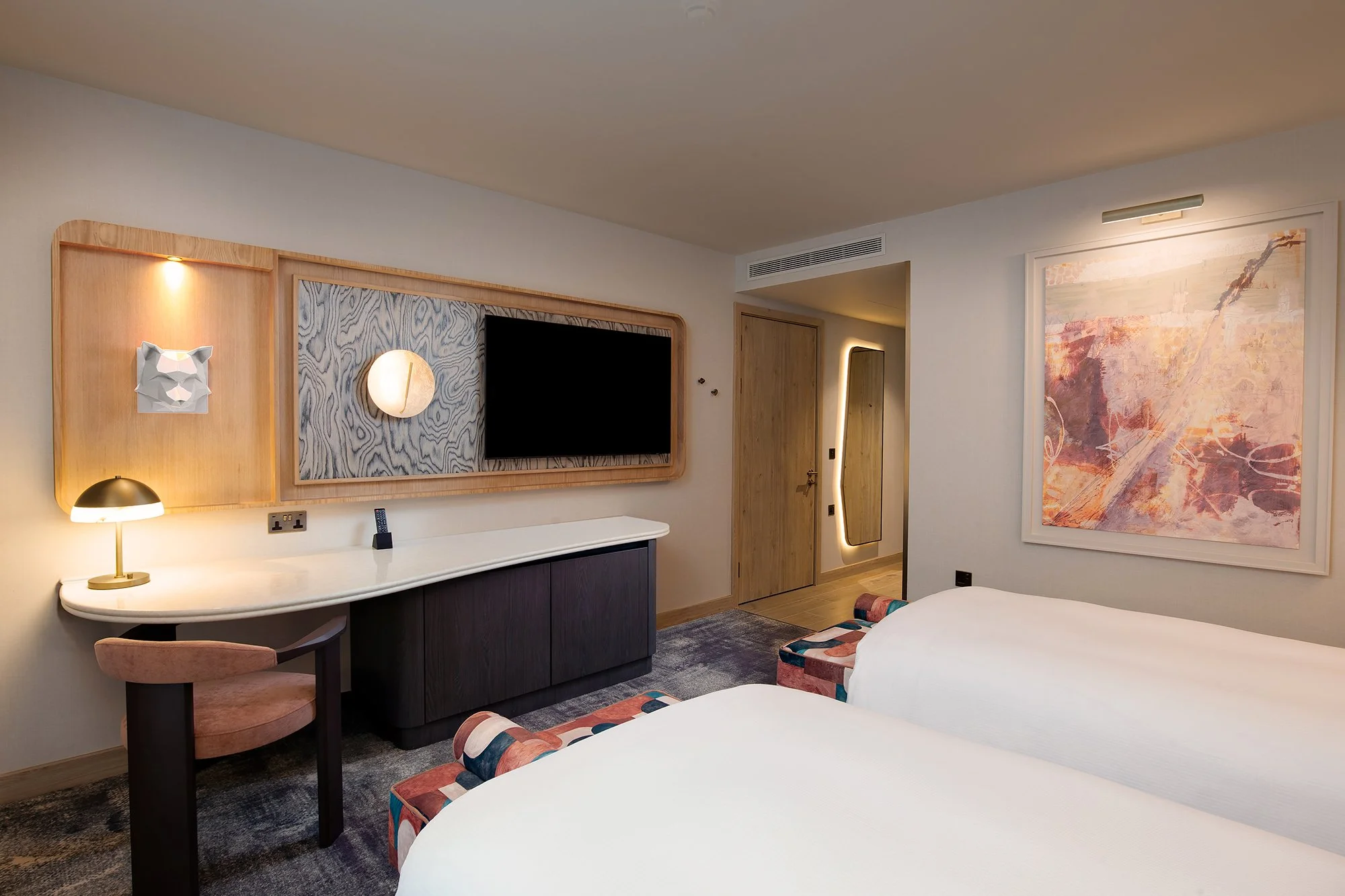 Hilton London Bankside hotel interior design by SpaceInvader – Standard Bedroom.