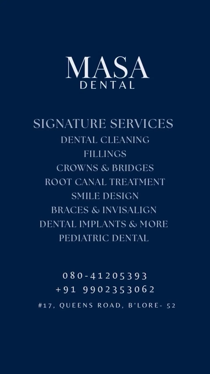 Scared🦷 ? Get our complimentary consult ⭐️ MASA's got the a great team to make you smile (after they fix your teeth🤭)
@masa__aesthetics 💙
📍 Location: MASA Aesthetics, 17 queens road, Bangalore
🗺️ Maps Link in Bio
📞 080 41205393 / 990235306
