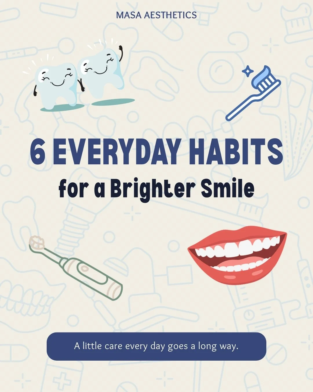 A brighter smile starts with small daily habits 🦷✨
From brushing gently to staying hydrated, every little step matters for healthy teeth and confident smiles. 💙
Consistency is the secret to strong teeth, fresh breath, and happy smiles every day! 😁
