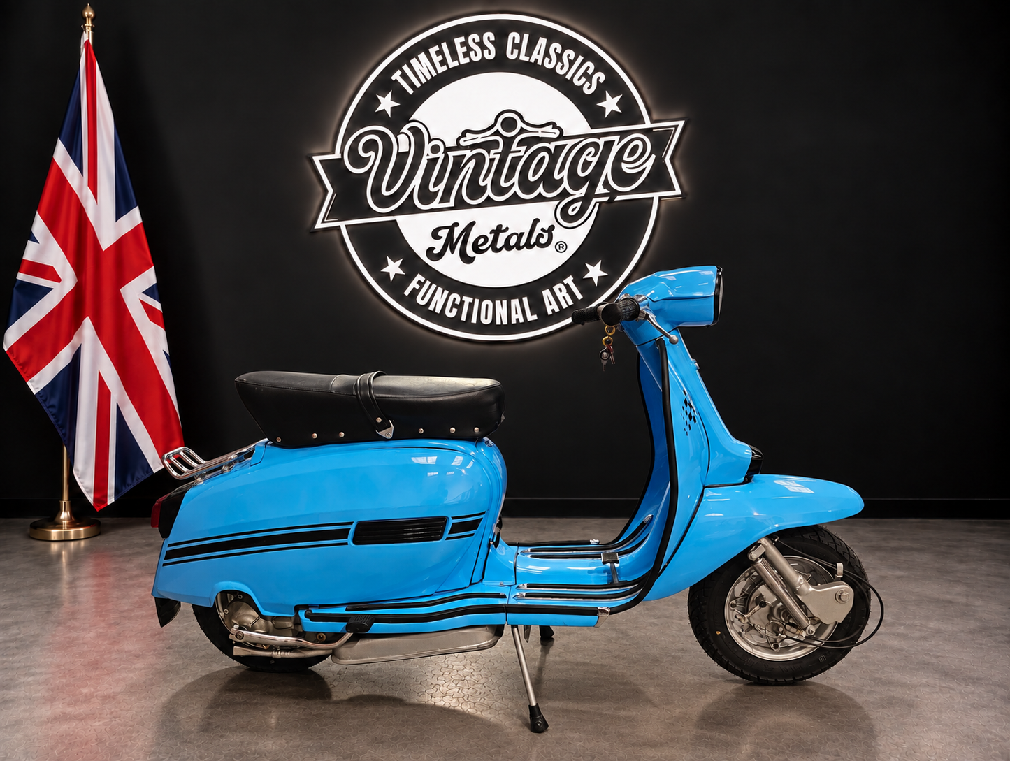 Vintage Blue Scooter Showroom.png