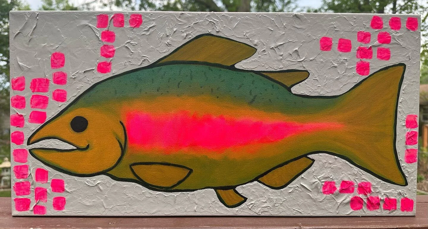 fish! - acrylic and paper
&bull;message for purchase details 
&bull;
&bull;
&bull;
#art #artistoninstagram #artist #artwork #acrylic #acrylicpainting #canvas #canvaspainting #kcartist