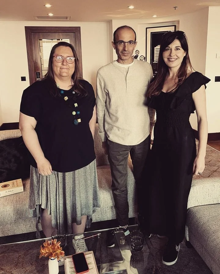 Prof. Yuval Noah Harari, Jane Knap (on the left), Joanna Rubin in Poznań