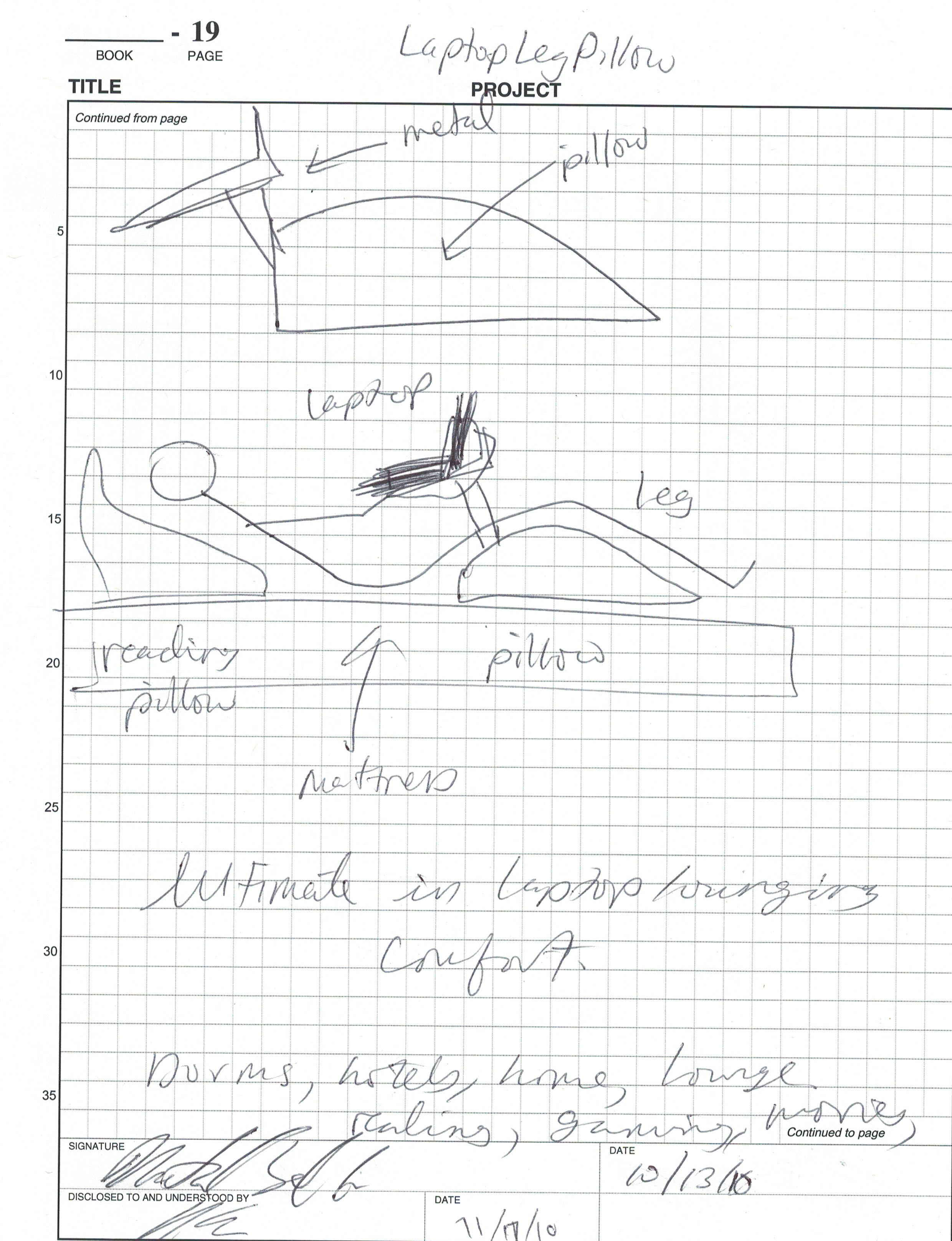 folds up into a rectangle, back & leg pad + laptop holder