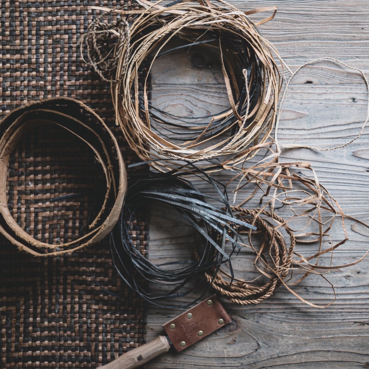 harvested bark for basket weaving