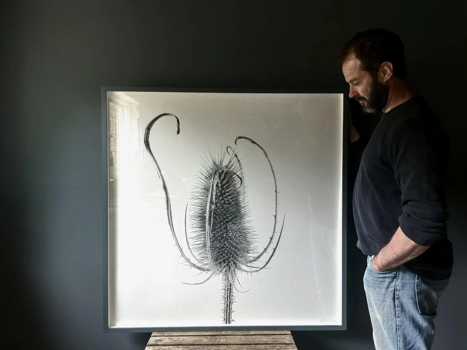 Nick with framed teasel drawing