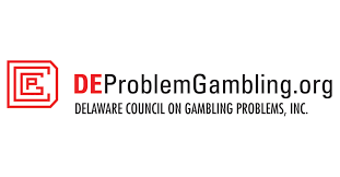 Logo of DEProblemGambling.org, Delaware Council on Gambling Problems, Inc., featuring a red outlined maze icon.