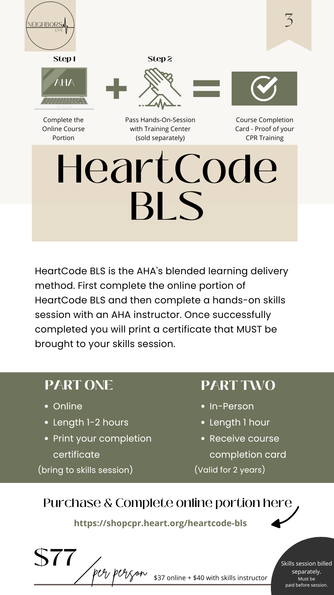 neighbors CPR pricing guide for heart code bls
