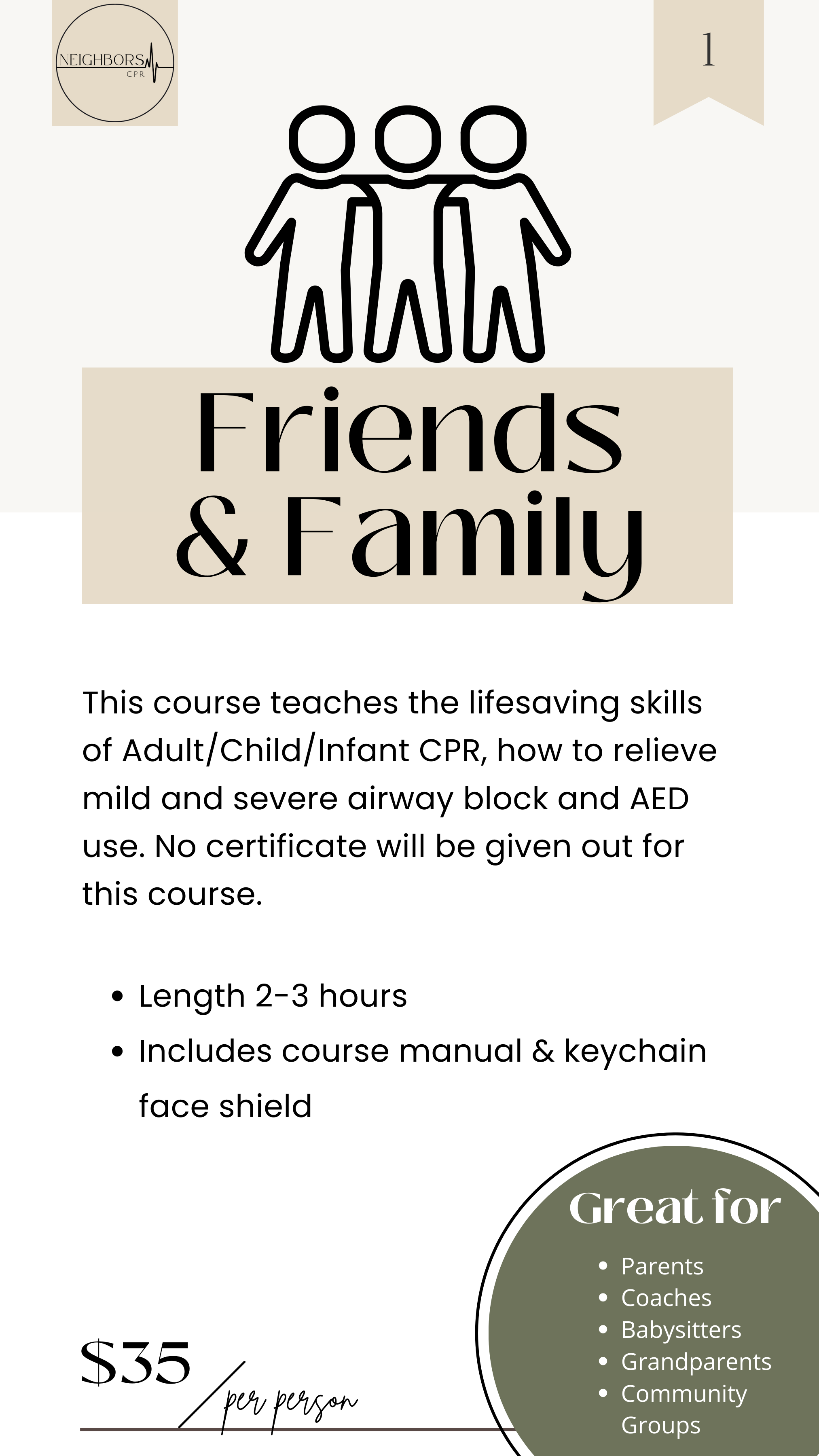 neighbors cpr pricing guide for friends and family