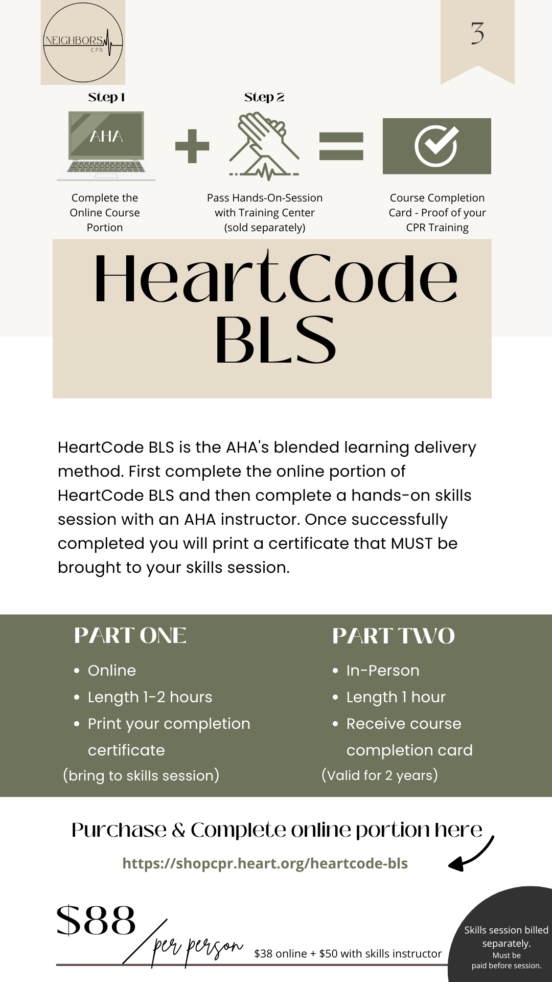 neighbors CPR pricing guide for heart code bls
