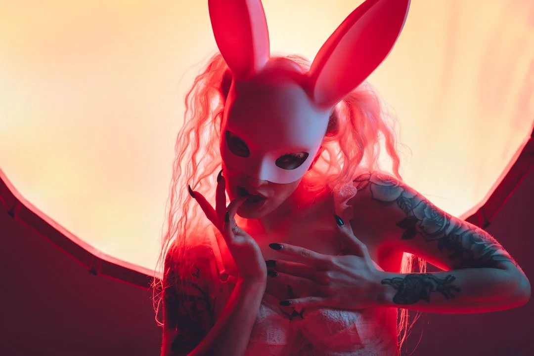 woman rabbit mask