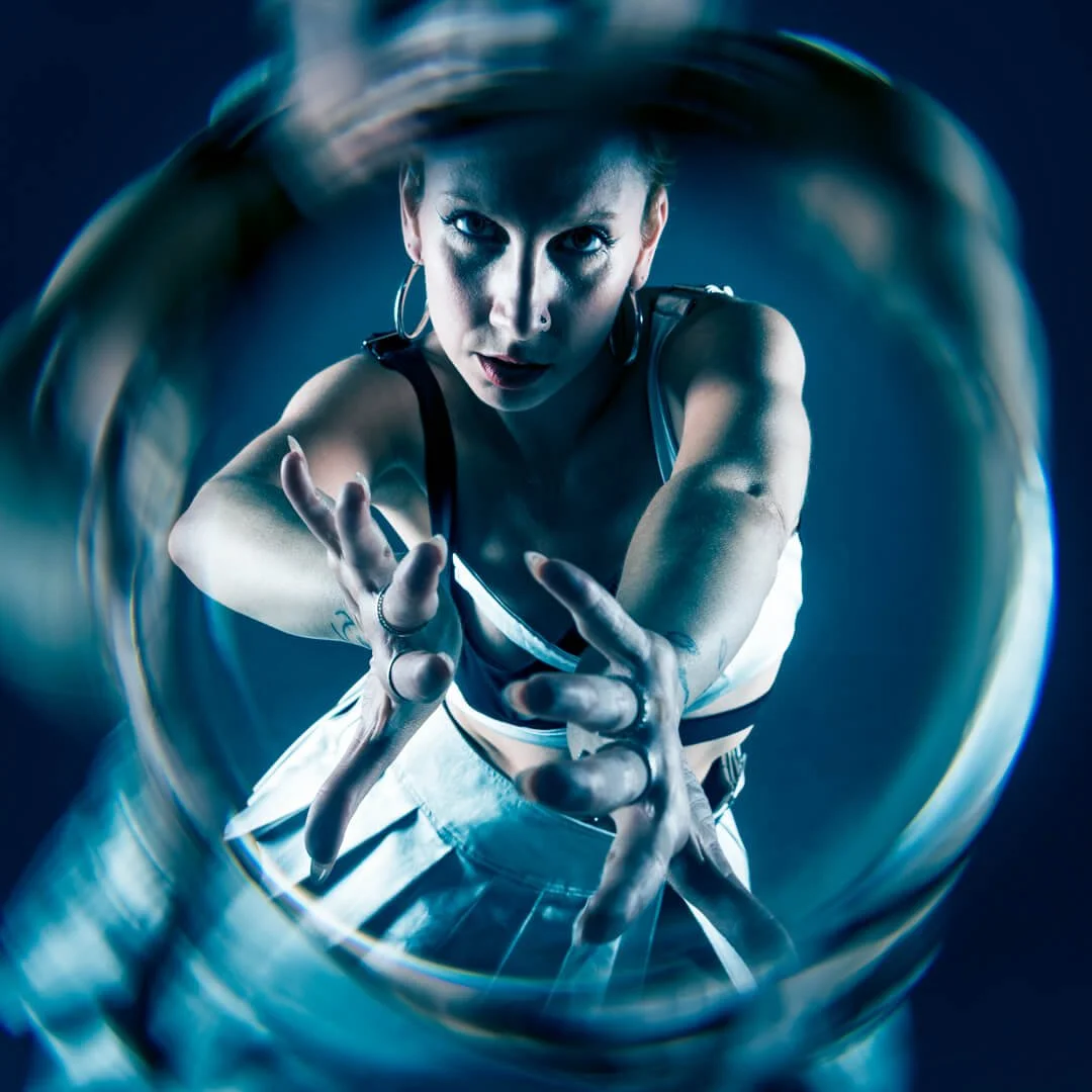 woman whirl futuristic