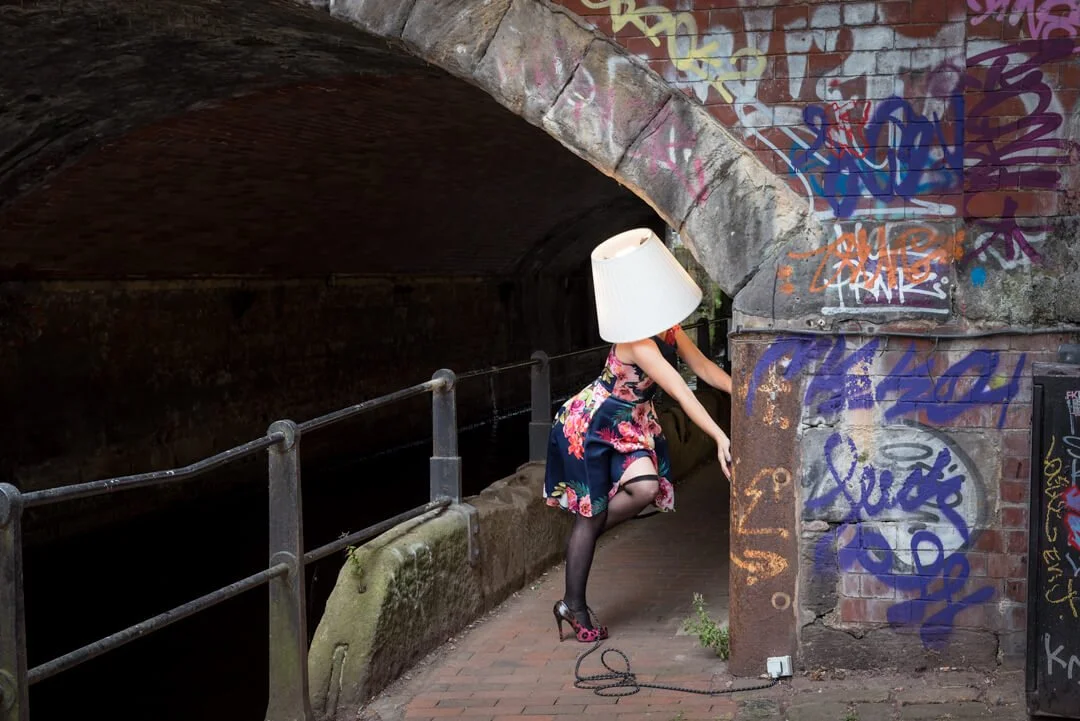 woman canal lampshade