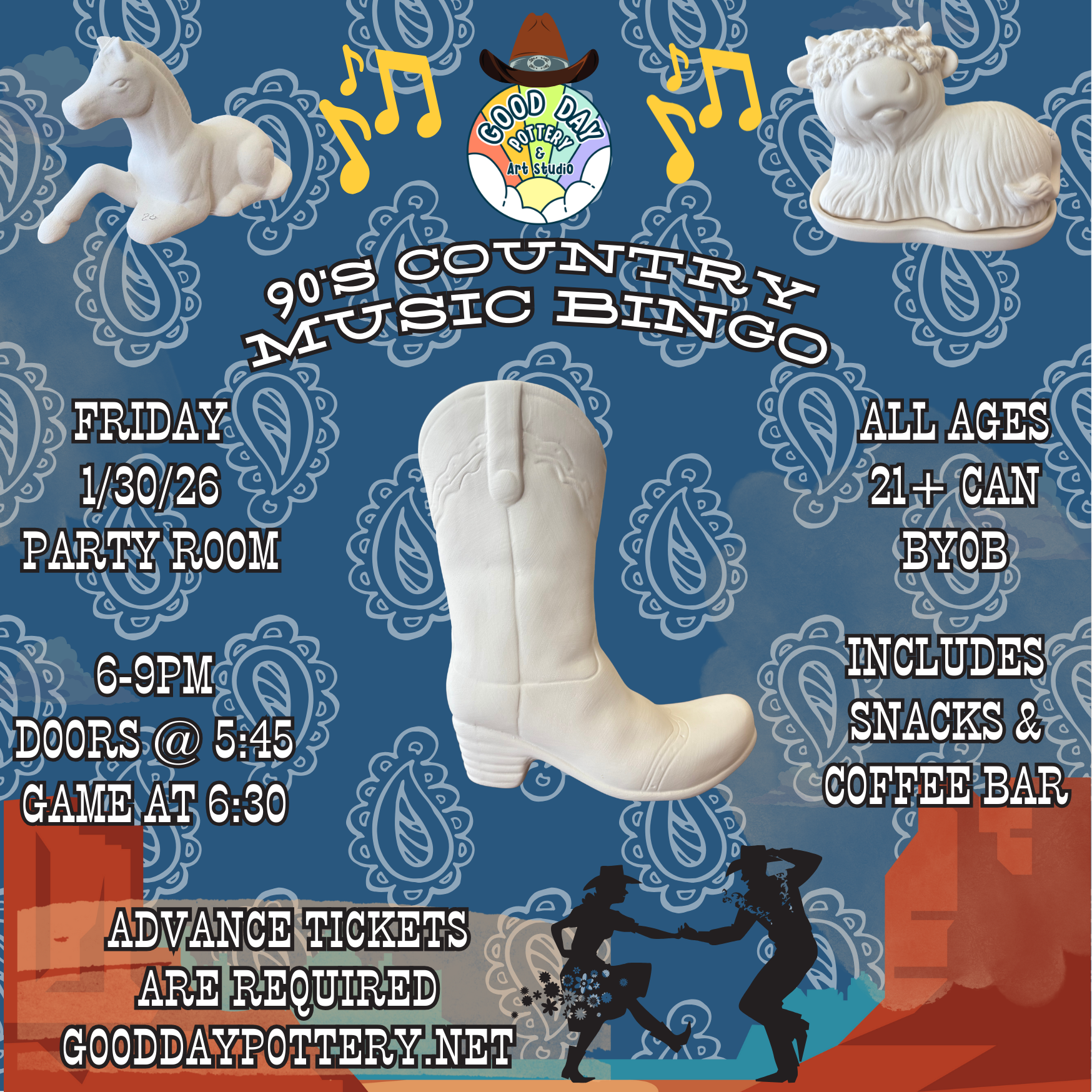 90's Country Bingo Painting Party