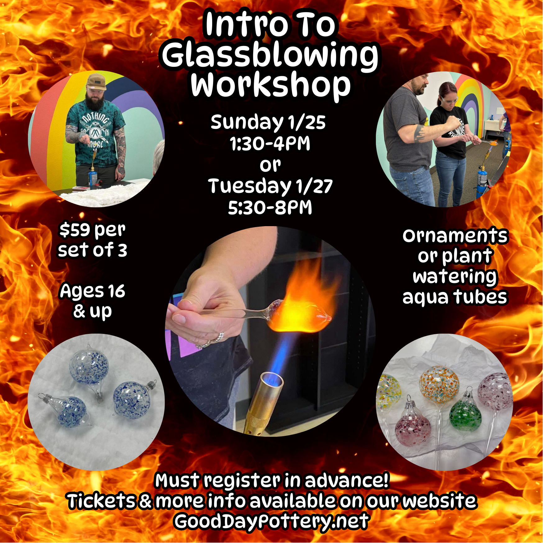 January Intro to Glassblowing Workshop