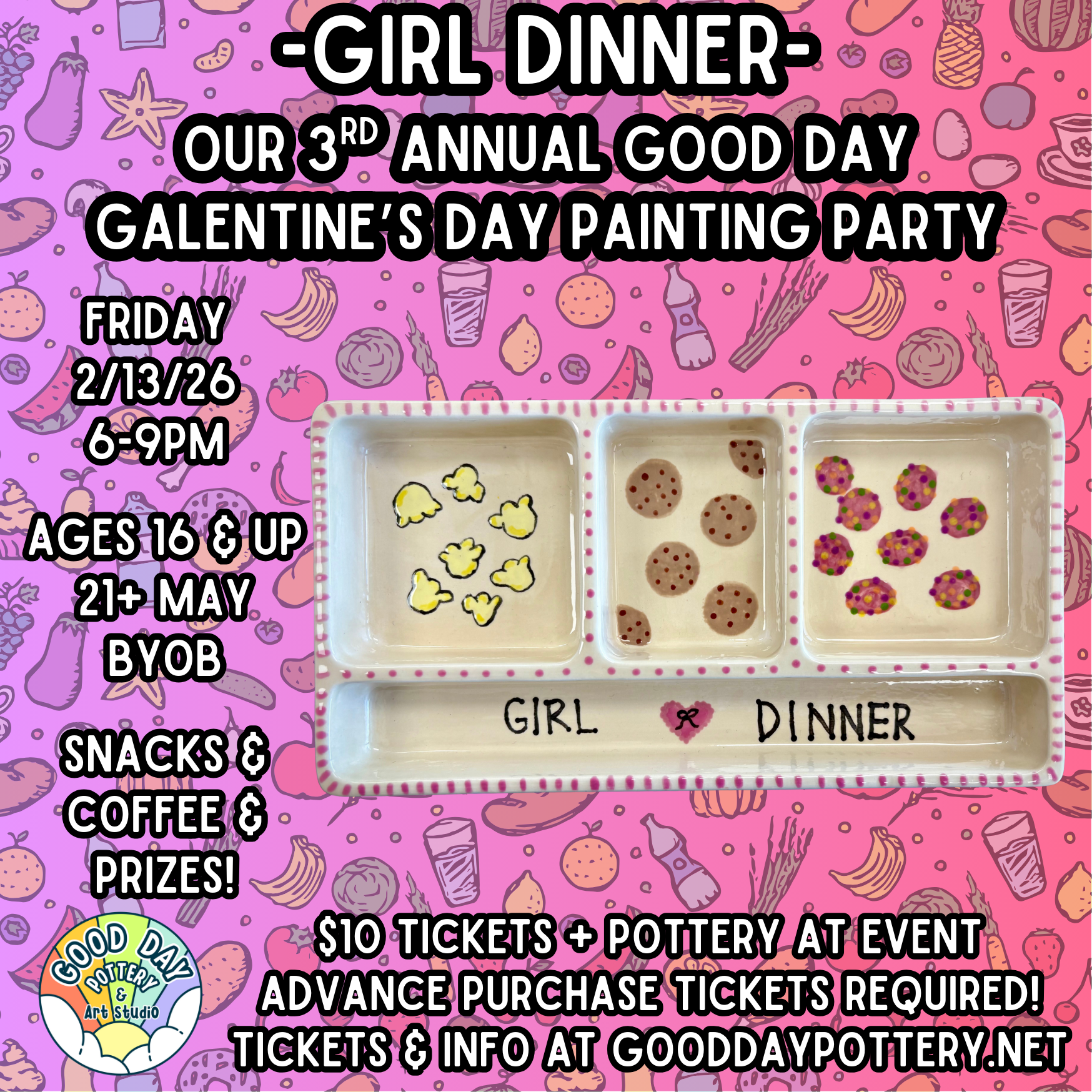 Girl Dinner - Our 3rd Annual Good Day Galentine's Day Painting Party
