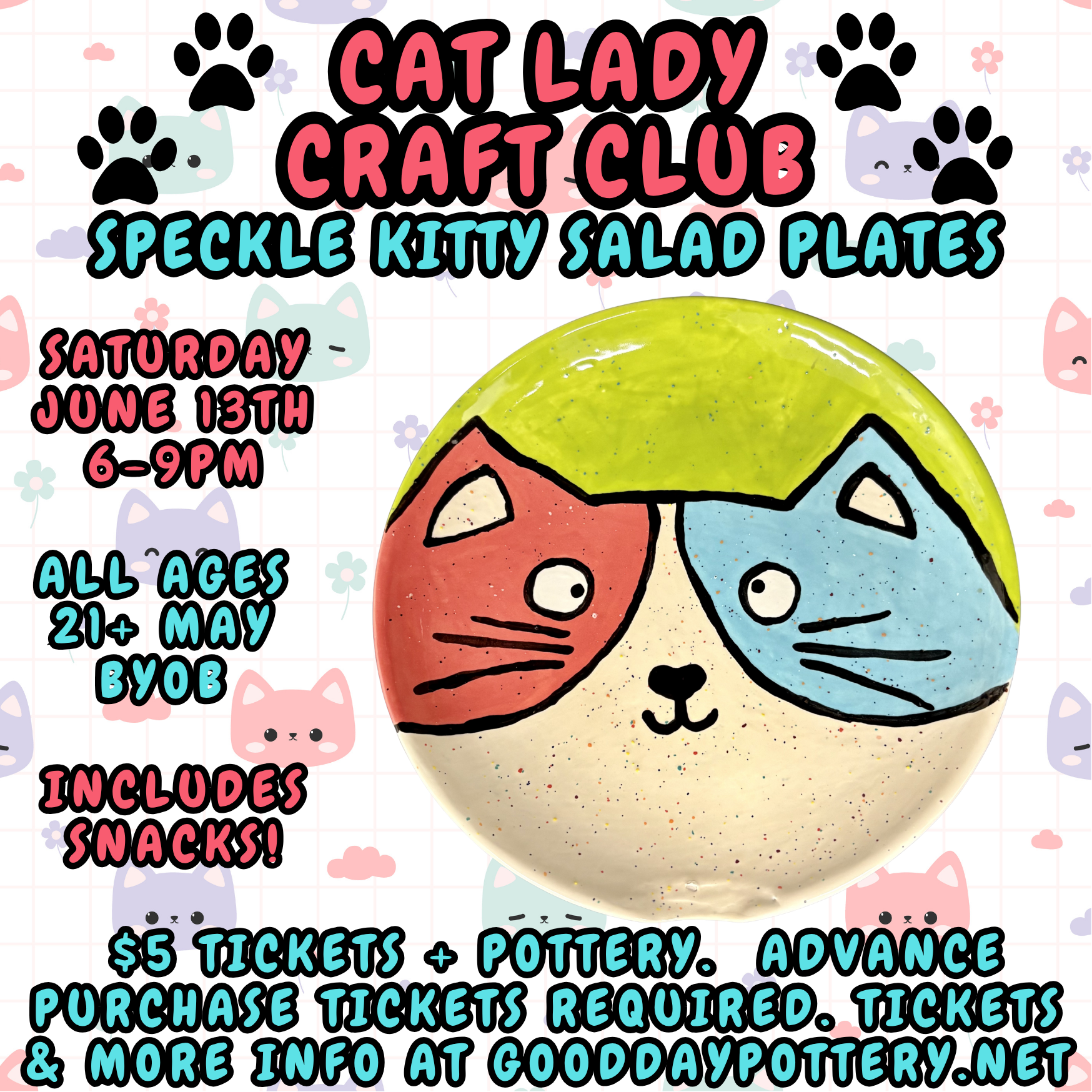 Cat Lady Craft Club - Speckle Kitty Salad Plates